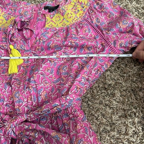 J. Crew Embroidered Romper in Pink Vines Block Print Sz 2 - Picture 7 of 11